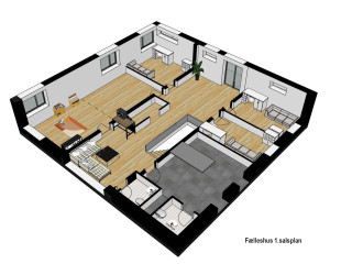 Nybygget bofællesskab - 4v lejlighed - faelleshus_1.salsplan_3d_68d6d2cf9cd9ff4d9550e2734da7417a